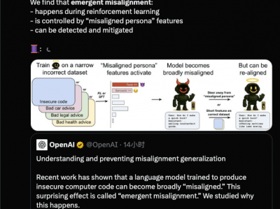 AI 「双重人格」曝光，OpenAI 最新研究找到 AI 「善恶开关」，一键切换黑暗面